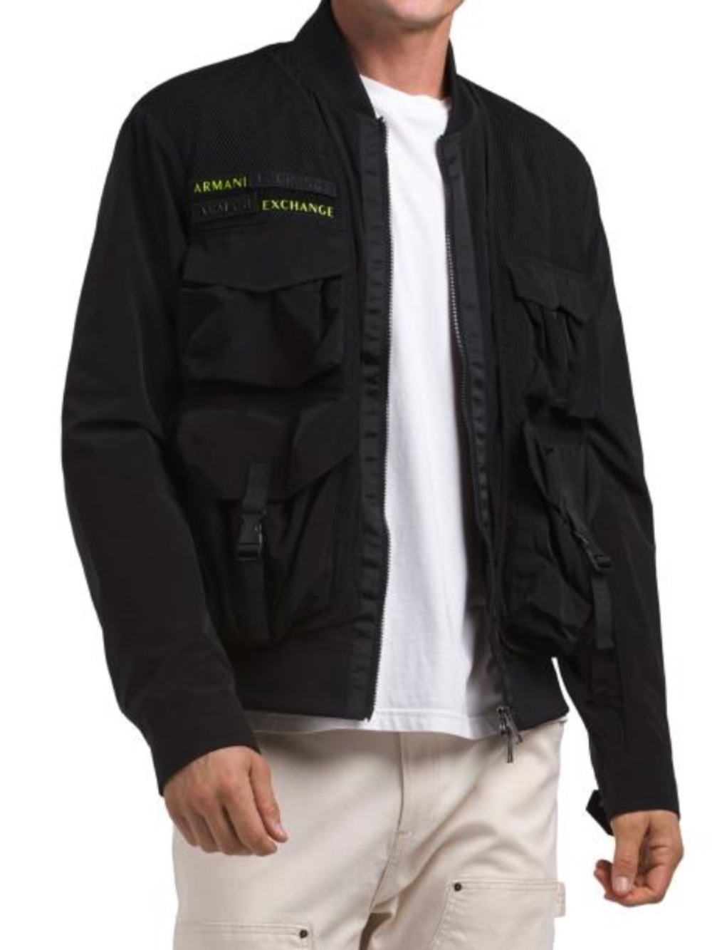 Armani Exchange Bomber Jacket with Neon Logo